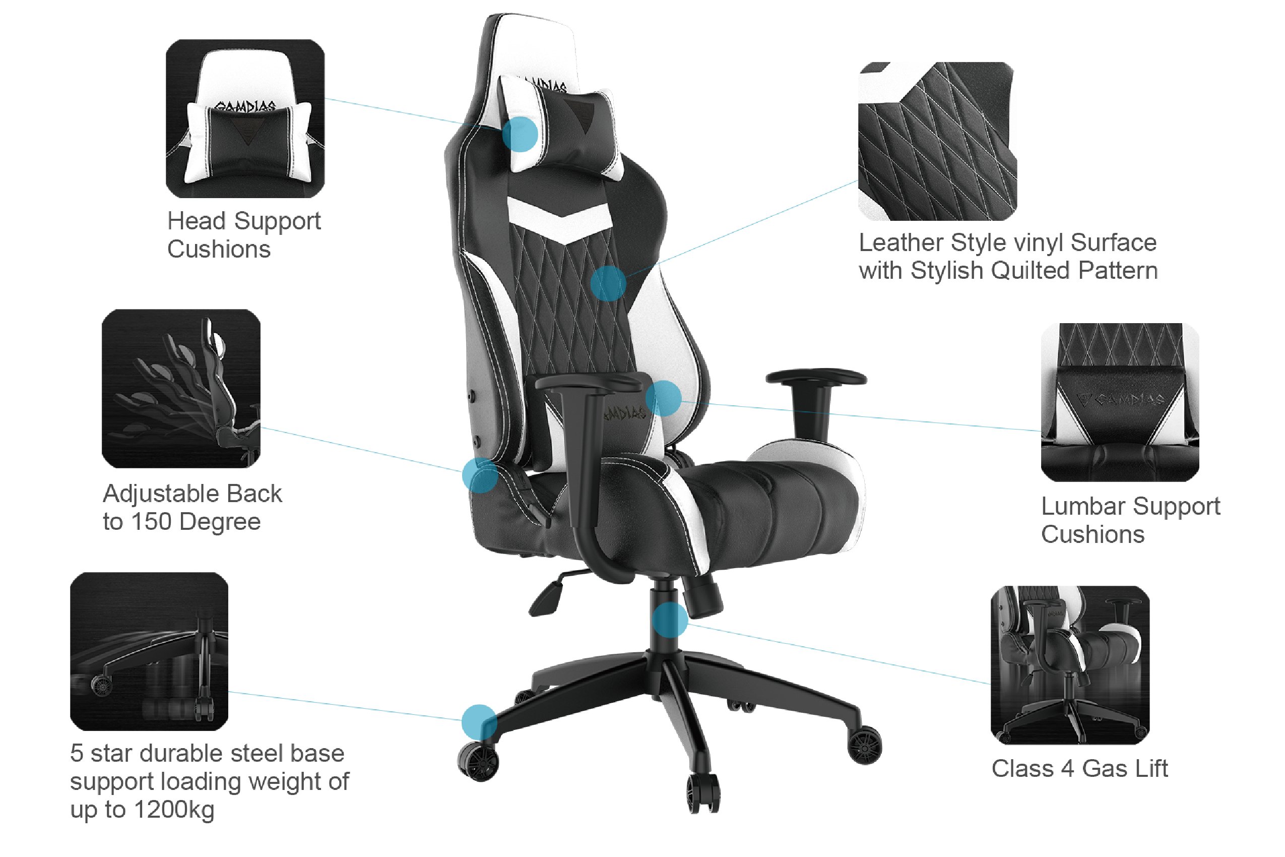 Gamdias Gaming Chair ACHILLES E2 L Blue English Dekada