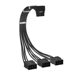 Custom Sleeved Modding Cable Black - 3 x PCIe 8-pin to 12VHPWR - FM3-B-BK Custom Sleeved Modding Cable Black - 3 x PCIe 8-pin to 12VHPWR - FM3-B-BK