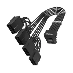 Custom Sleeved Modding Cable Black - 4 x PCIe 8-pin to 12VHPWR - FM4-B-BK Custom Sleeved Modding Cable Black - 4 x PCIe 8-pin to 12VHPWR - FM4-B-BK