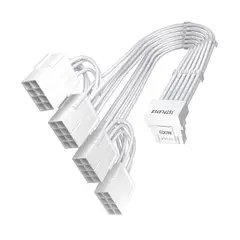 Custom Sleeved Modding Cable White - 4 x PCIe 8-pin to 12VHPWR - FM4-B-WH Custom Sleeved Modding Cable White - 4 x PCIe 8-pin to 12VHPWR - FM4-B-WH