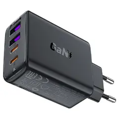 Универсално зарядно за стена Charger Wall GaN PD45W - A61 - USB-C x 2, USB-A x 2, Black Универсално зарядно за стена Charger Wall GaN PD45W - A61 - USB-C x 2, USB-A x 2, Black