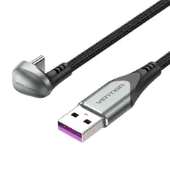 Кабел USB 3.1 Type-C / USB 2.0 AM - 1.5M Black U-Shaped, Aluminum Alloy 5A - COHHG Кабел USB 3.1 Type-C / USB 2.0 AM - 1.5M Black U-Shaped, Aluminum Alloy 5A - COHHG