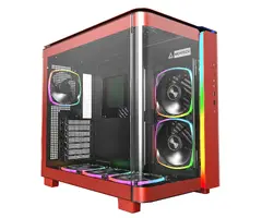 кутия KING 95 Pro, Dual Chamber Mid-tower Case, 6 ARGB Fans, 2 Front Panels, Red кутия KING 95 Pro, Dual Chamber Mid-tower Case, 6 ARGB Fans, 2 Front Panels, Red