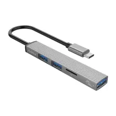 USB3.0/2.0 HUB 3 port + card reader TYPE C, Aluminum - AH-12F-GY USB3.0/2.0 HUB 3 port + card reader TYPE C, Aluminum - AH-12F-GY