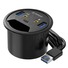 мултифункционален хъб за бюро Desktop grommet hole multifunction HUB, Type C/A, Audio - DESK-2U1C-V1-BK мултифункционален хъб за бюро Desktop grommet hole multifunction HUB, Type C/A, Audio - DESK-2U1C-V1-BK