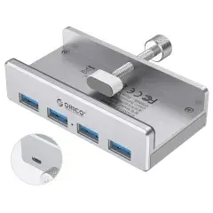 USB 3.0 HUB Clip Type 4 port - aux Micro-USB power input, Aluminum - MH4PU-P-SV USB 3.0 HUB Clip Type 4 port - aux Micro-USB power input, Aluminum - MH4PU-P-SV