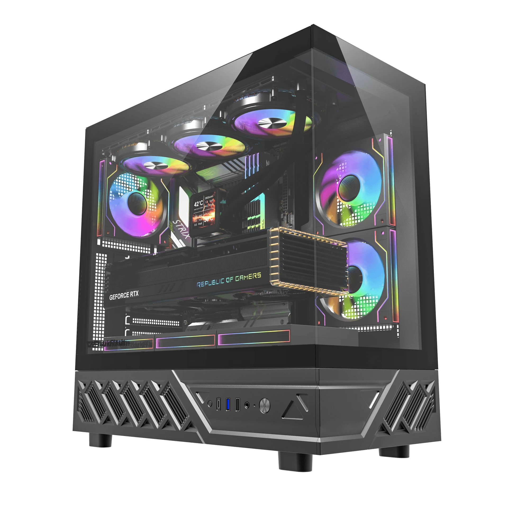 Darkflash Case ATX - DS950 Black - 6 x 120 mm Infinity Mirror A-RGB ...