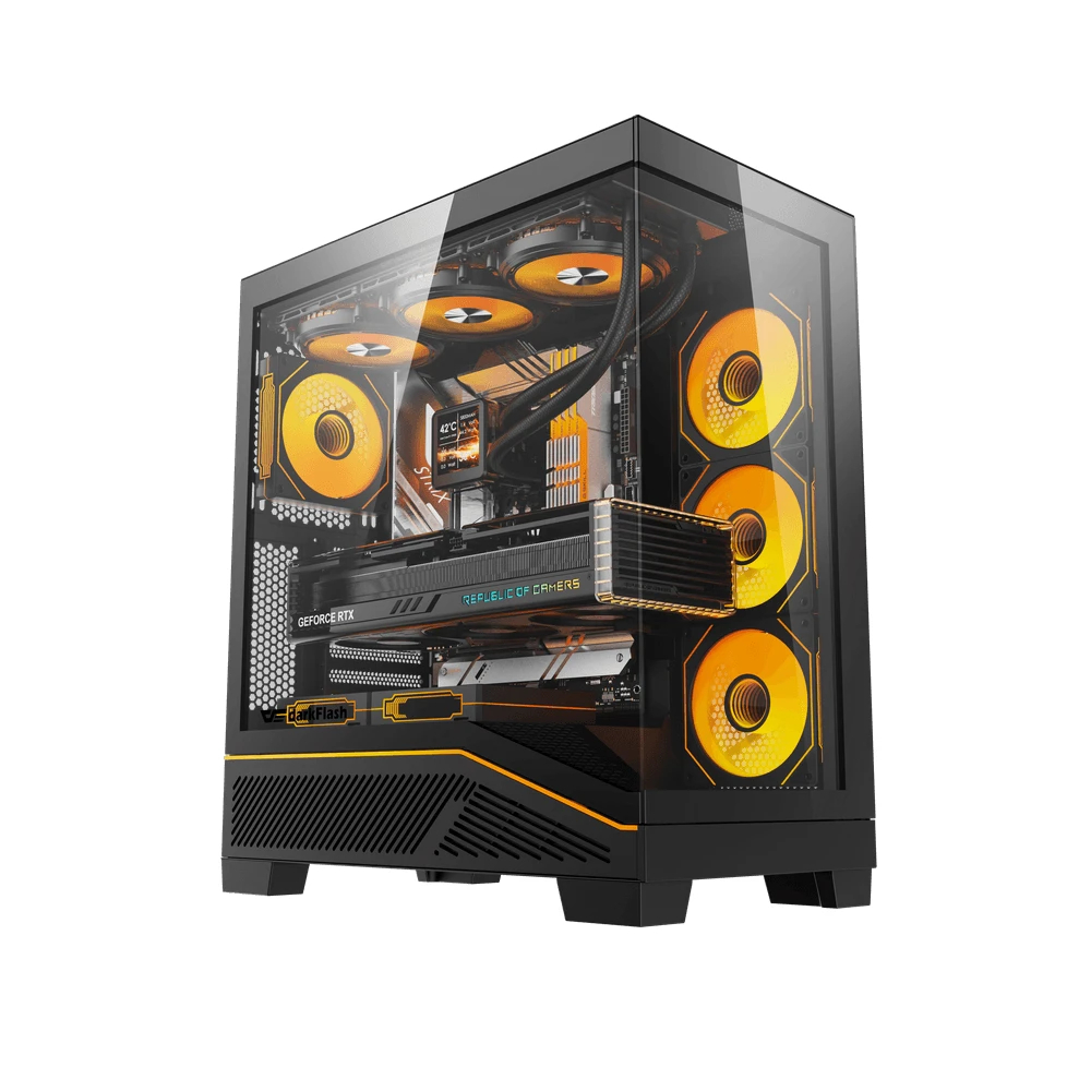 кутия Case ATX - K430 Black - 6 x 120 mm A-RGB fans included, USB-C кутия Case ATX - K430 Black - 6 x 120 mm A-RGB fans included, USB-C