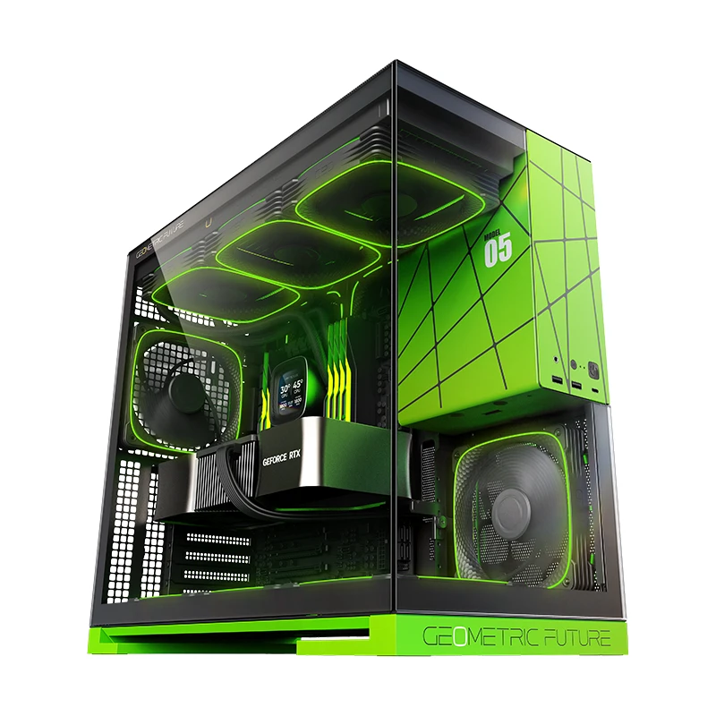 Geometric Future Case EATX - Model 5 Black/Green, NVIDIA
