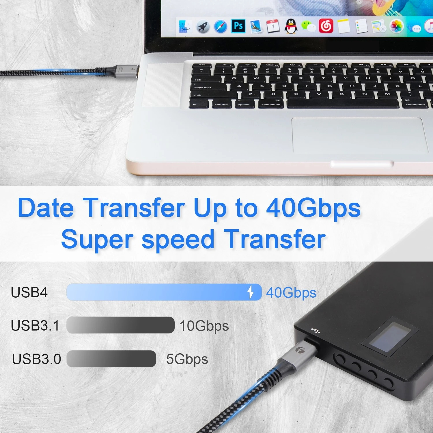 VCom кабел USB4.0 Type-C/Type-C 40Gbps, 240W - CU541M-1.2
