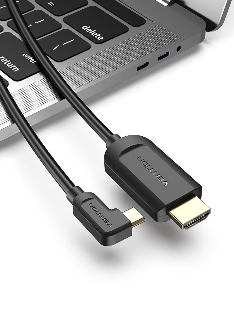 Vention Кабел Type-C to HDMI Cable Right Angle 1.5M Black - CGVBG