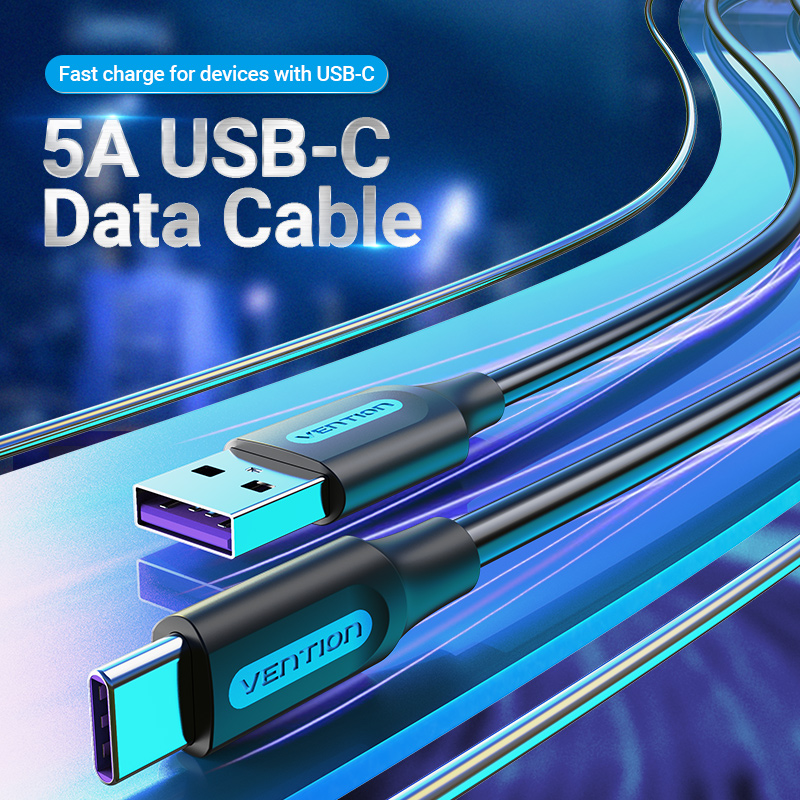 Vention Кабел USB 3.1 Type-C / USB 2.0 AM - 0.5M Black 5A Fast Charge - CORBD