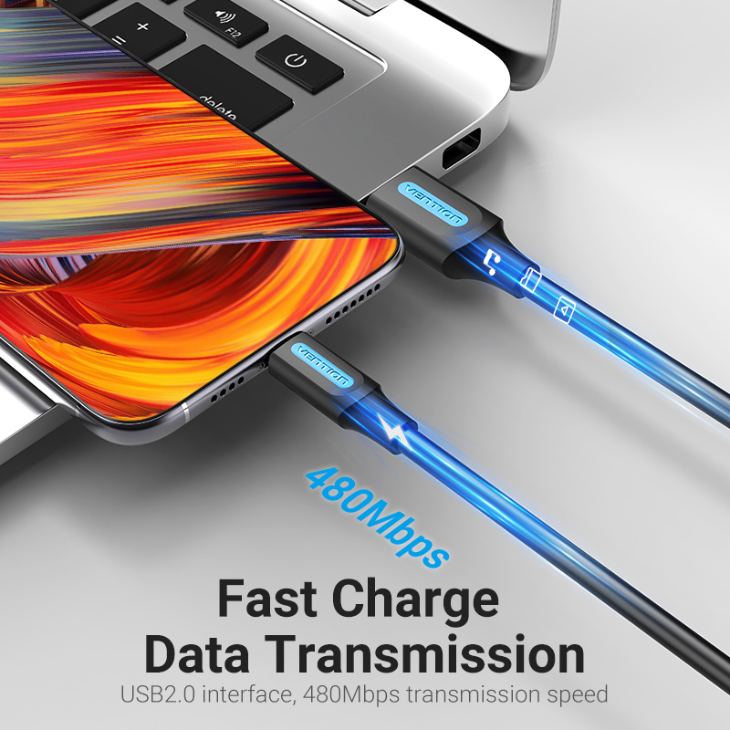 Vention Кабел USB 3.1 Type-C / USB 2.0 AM - 0.5M Black 5A Fast Charge - CORBD